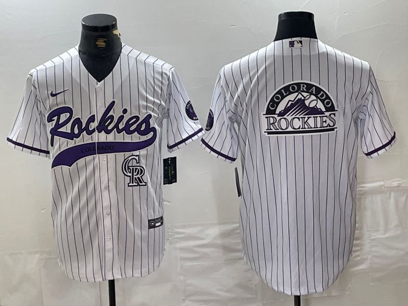 Men Colorado Rockies Blank White Stripe Joint name Nike 2024 MLB Jersey style 6